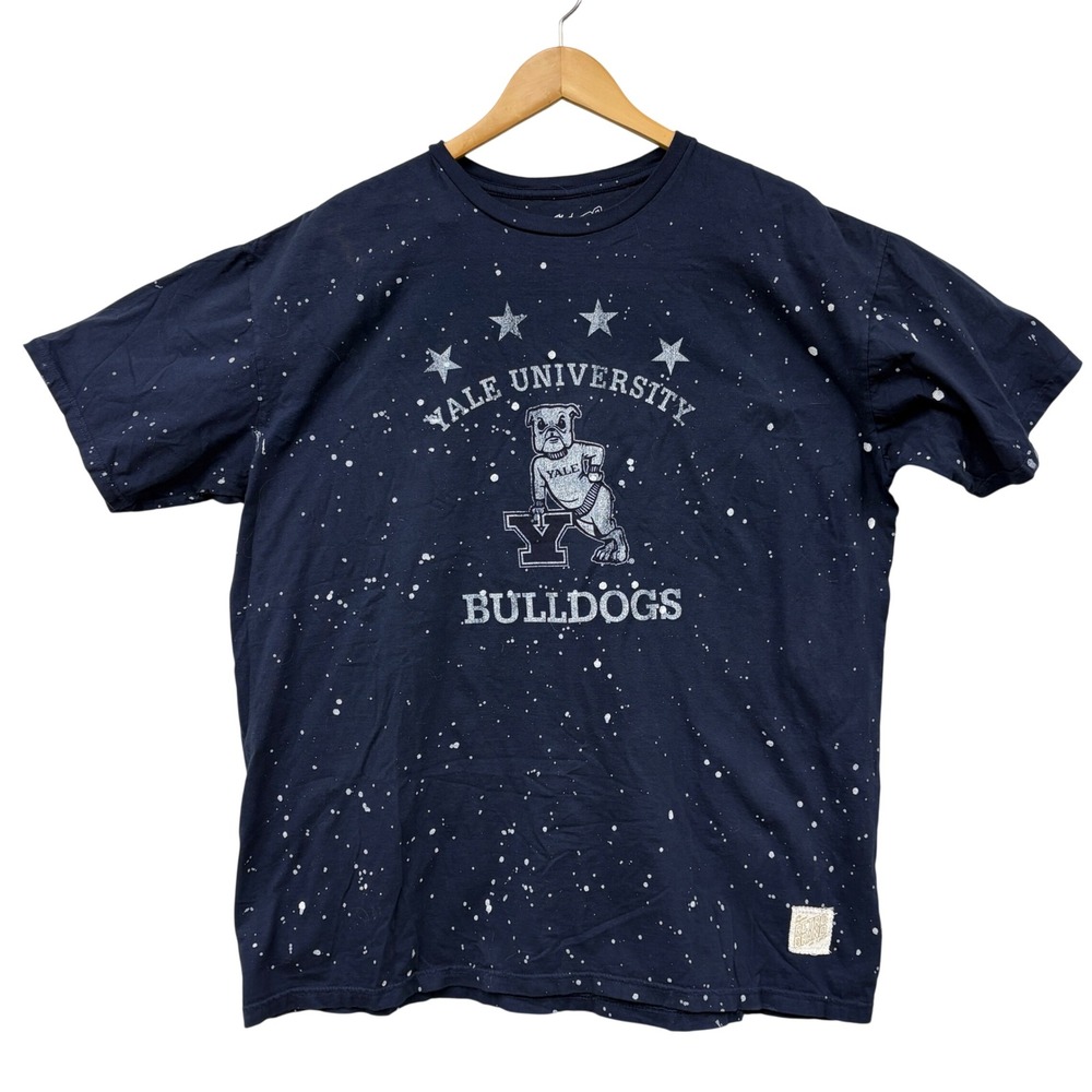 Retro Brand Yale University Ivy  Bulldog Splatter T-Shirt Navy Blue XXL Men Rare